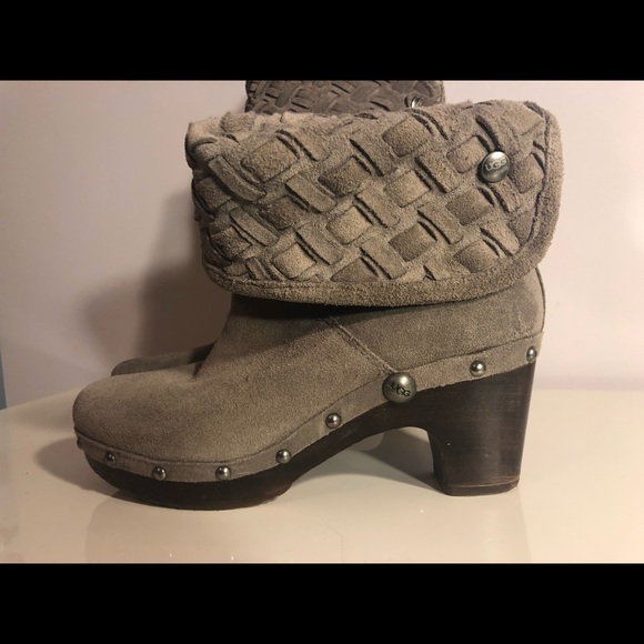 Ugg grey suede heeled boots with cute rivets! - Picture 4 of 5